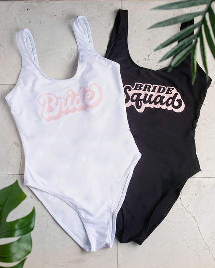 Bride/ Bride Squad Swimsuit Personalized One-Piece Honeymoon Swim Suit Custom Bachelorette Beach
