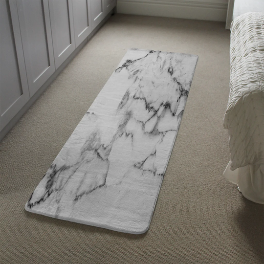 Lynell Marble Texture Designer Shaggy Black/Grey/White Rug