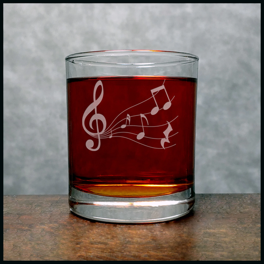 Music Staff Engraved 11.2Oz Whiskey Glass - Free Personalization Deeply Etched Personalized Gift