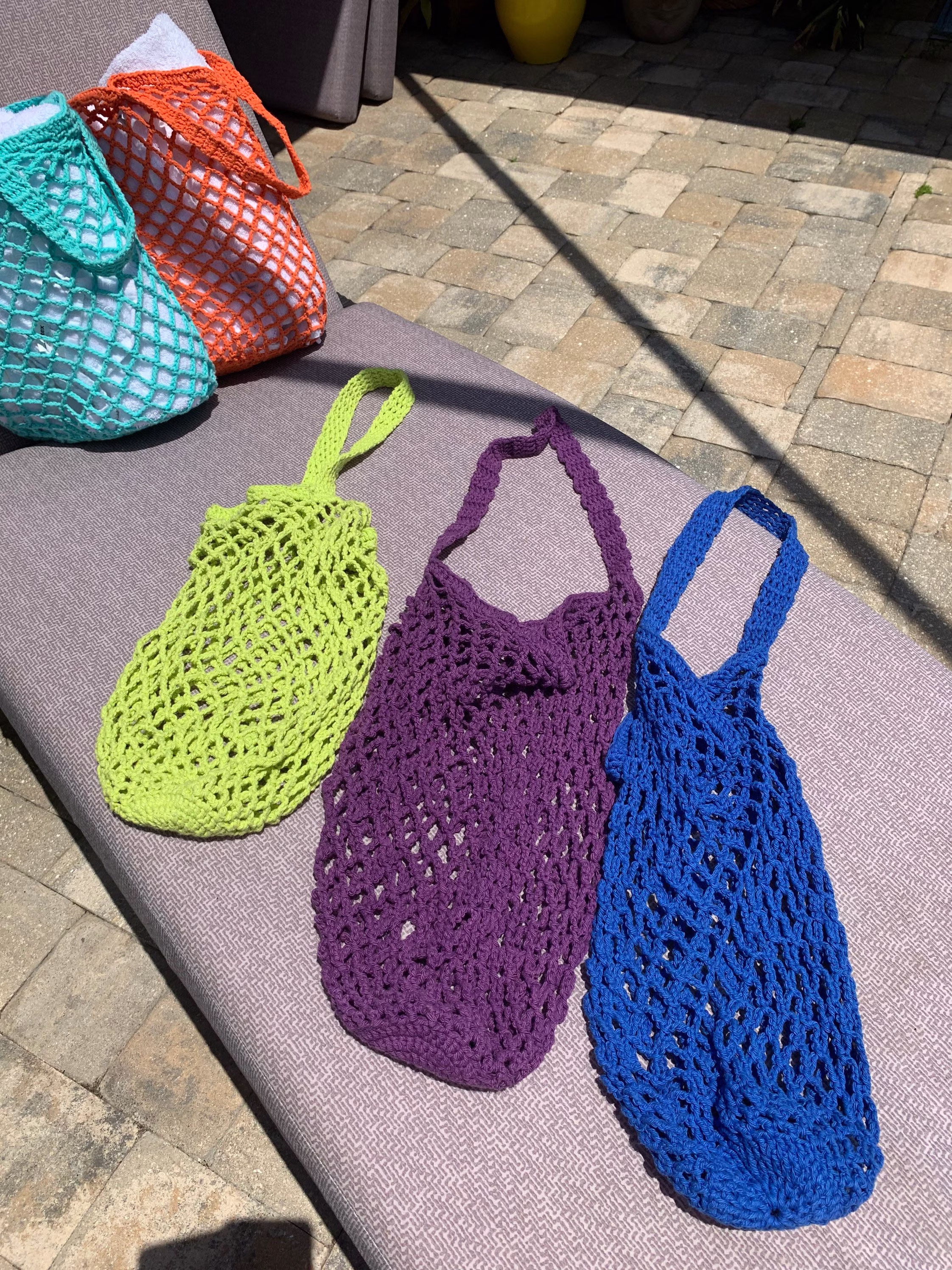 Cotton Mesh Beach Bag, Market Tote, Shelling Reusable Grocery Farmers Bag