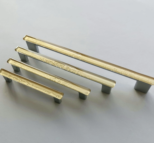 Modern Pale Gold Fused Glass Pull. Light Color Cabinet Handle. Pull 0013