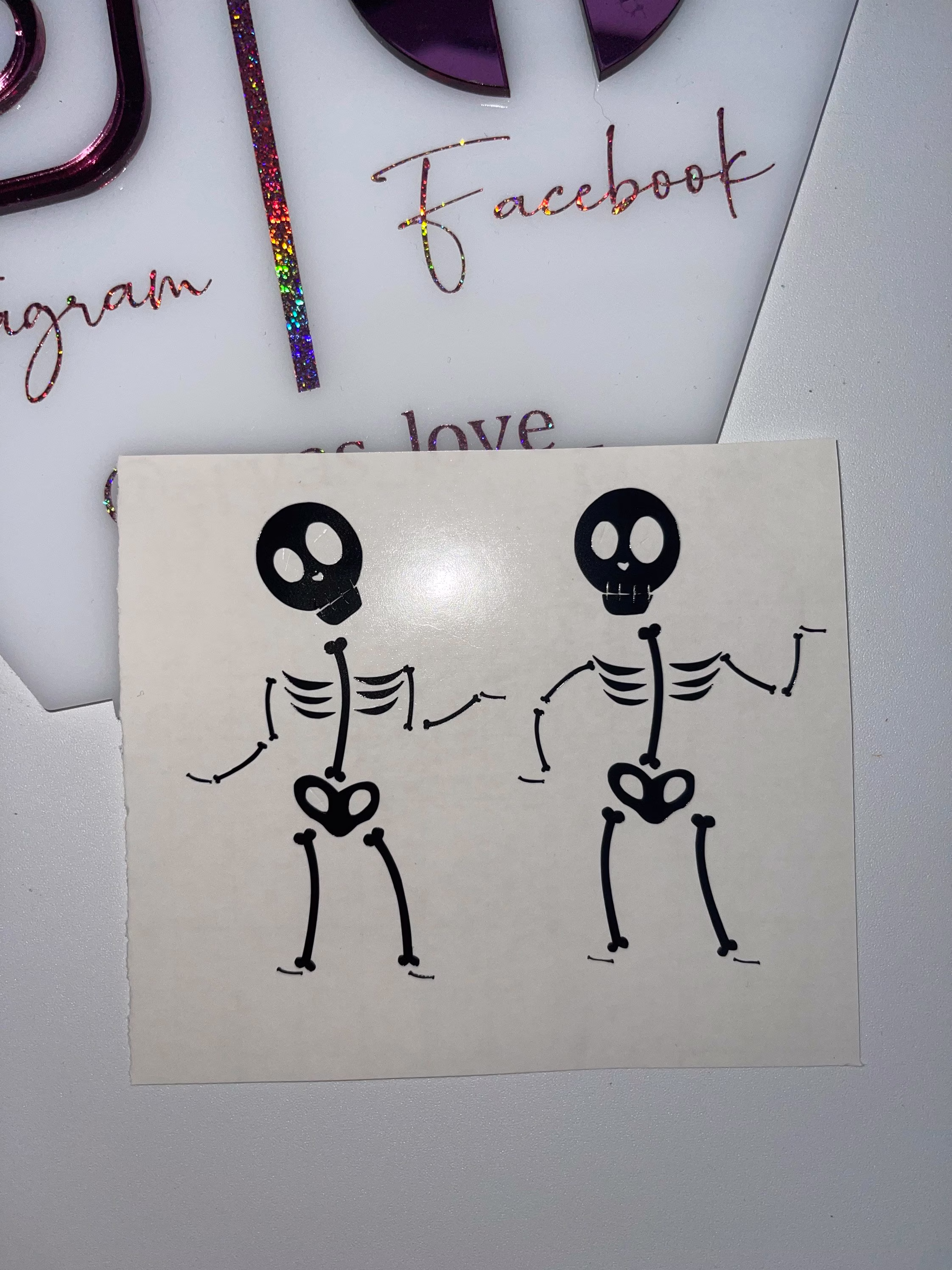 Halloween Dancing Skeleton Scary Self Adhesive Vinyl Sticker On Decal Goth Bottle Mug Tumbler Glass Window Laptop Clothing
