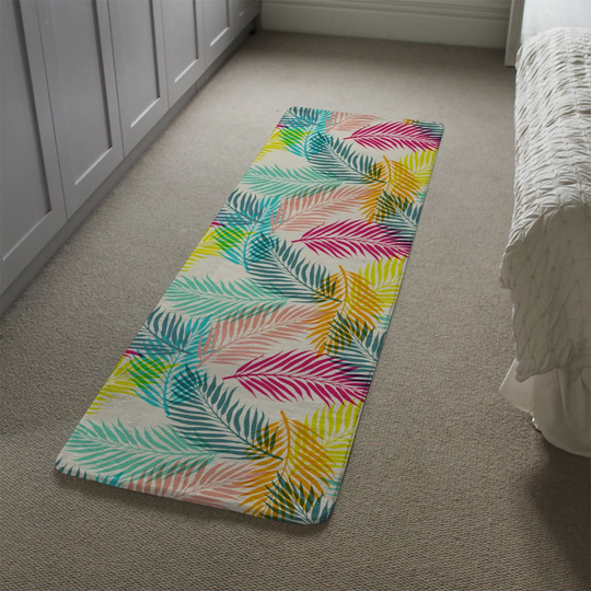 Markert Tropical Leaves Designer Shaggy Turquoise/Yellow/Pink Rug