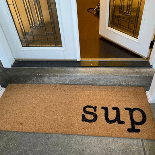 Sup Flocked Coir Doormat, What's Up Outdoor Welcome Mat, Custom Personalized Door Housewarming, Funny Doormat Gift, Remove Shoes