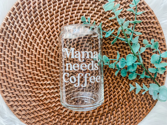 Mama Needs Coffee Beer Can Glass | Iced Cup Gift For Her