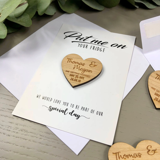 Save The Date Magnet + Cards, Wedding Invitation, Rustic Wooden Plain Simple Invites, Fall Winter Personalized Dates - Modern
