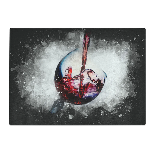 Tempered Glass Tilted Wine Glass Paint Splash Chopping Board