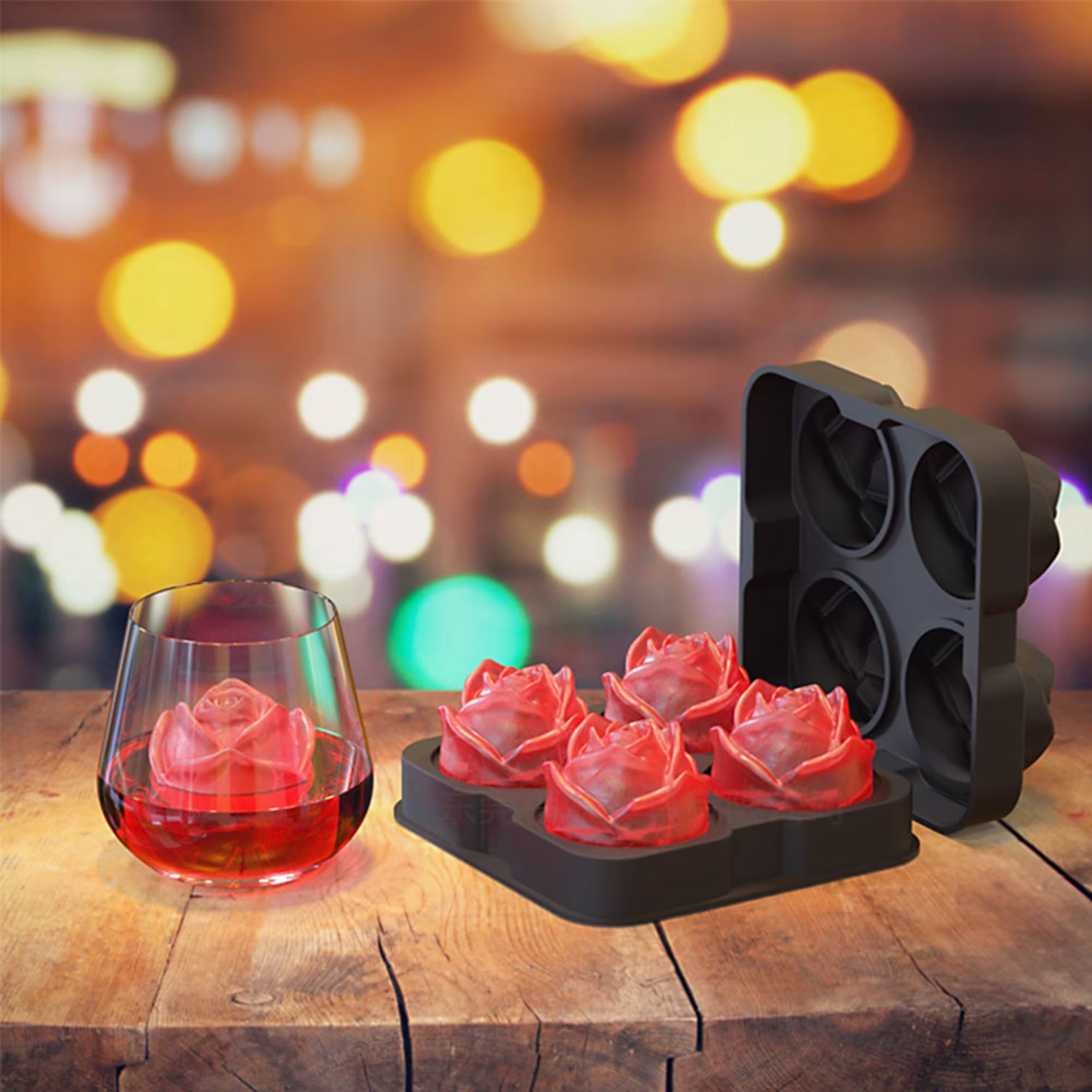 Rose Ice Cube Mold Silicone Tray For Cocktail Whiskey Iced Coffee Juice Making Bars Parties