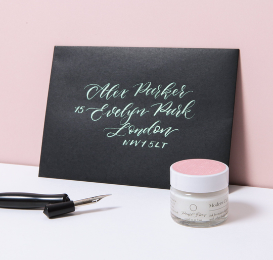 Pearl Green Holographic Ink | Shimmer Handmade Calligraphy Modern Dip Pen Copperplate