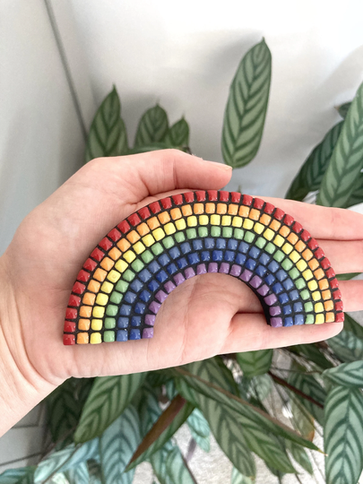 Handmade Rainbow Mosaic Fridge Magnet With Black Grout | Wall Art Home Decor Gift Idea