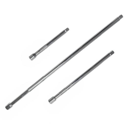 3pc Extension Bar Set 3/8" Socket Ratchet Drive Extra Long 150, 250 & 450mm