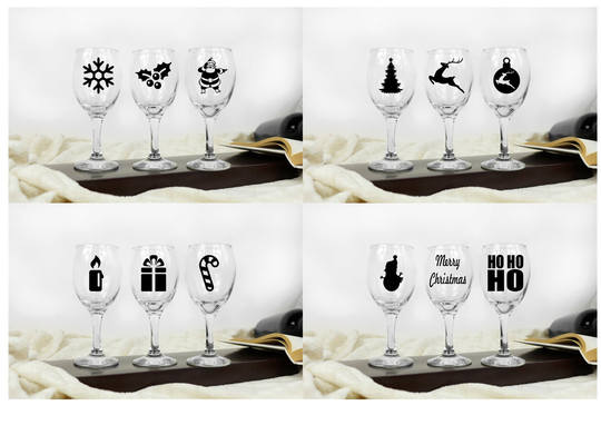 Christmas Stickers, Vinyl Decal, Craft, Car, Wine Glass, Deco, Party, Ornament