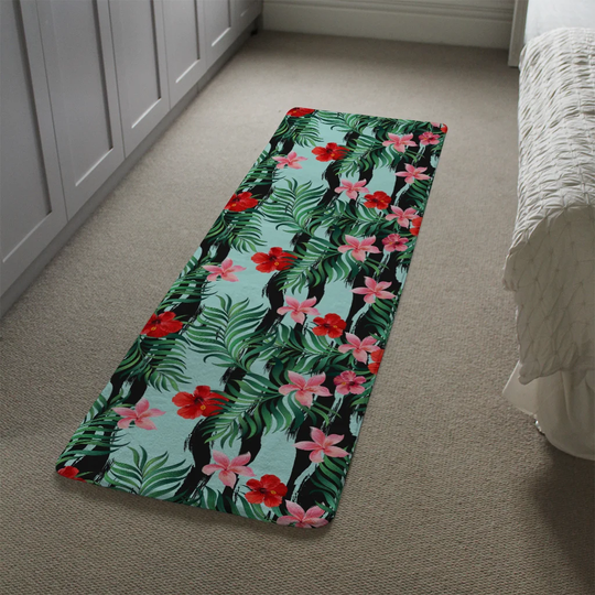 Klassen Tropical Plants Designer Shaggy Green/Black/Red Rug