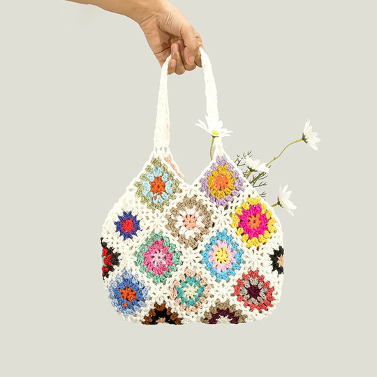 Floral Crochet Knitted Travel Mesh Bag | Pattern Ideas Bohemian Dream Clothing Bags Women's Over Shoulder Gifts For Her