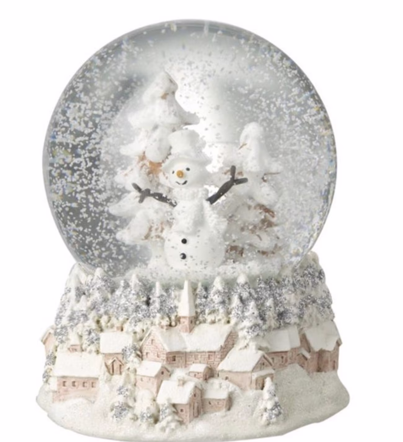 Beautiful Enchanted White Alpine Winter Wonderland Snowy Town Landscaped Base With A Detailed Snowman Forest Scene Centre