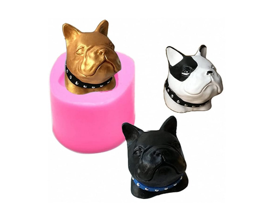 French Bulldog Dog Head Silicone Mold For Chocolate, Ice Cube, Fondant, Candle, Plaster, Mini Soap, Wax Crayon Melt, Cake Decorating