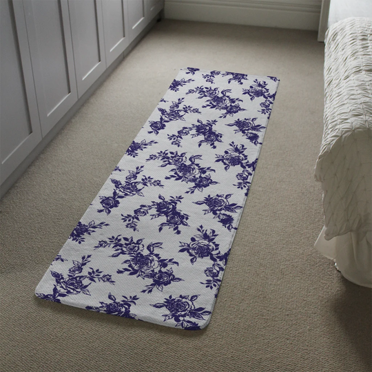Kerrigan Roses Print Designer Shaggy Grey/Purple Rug