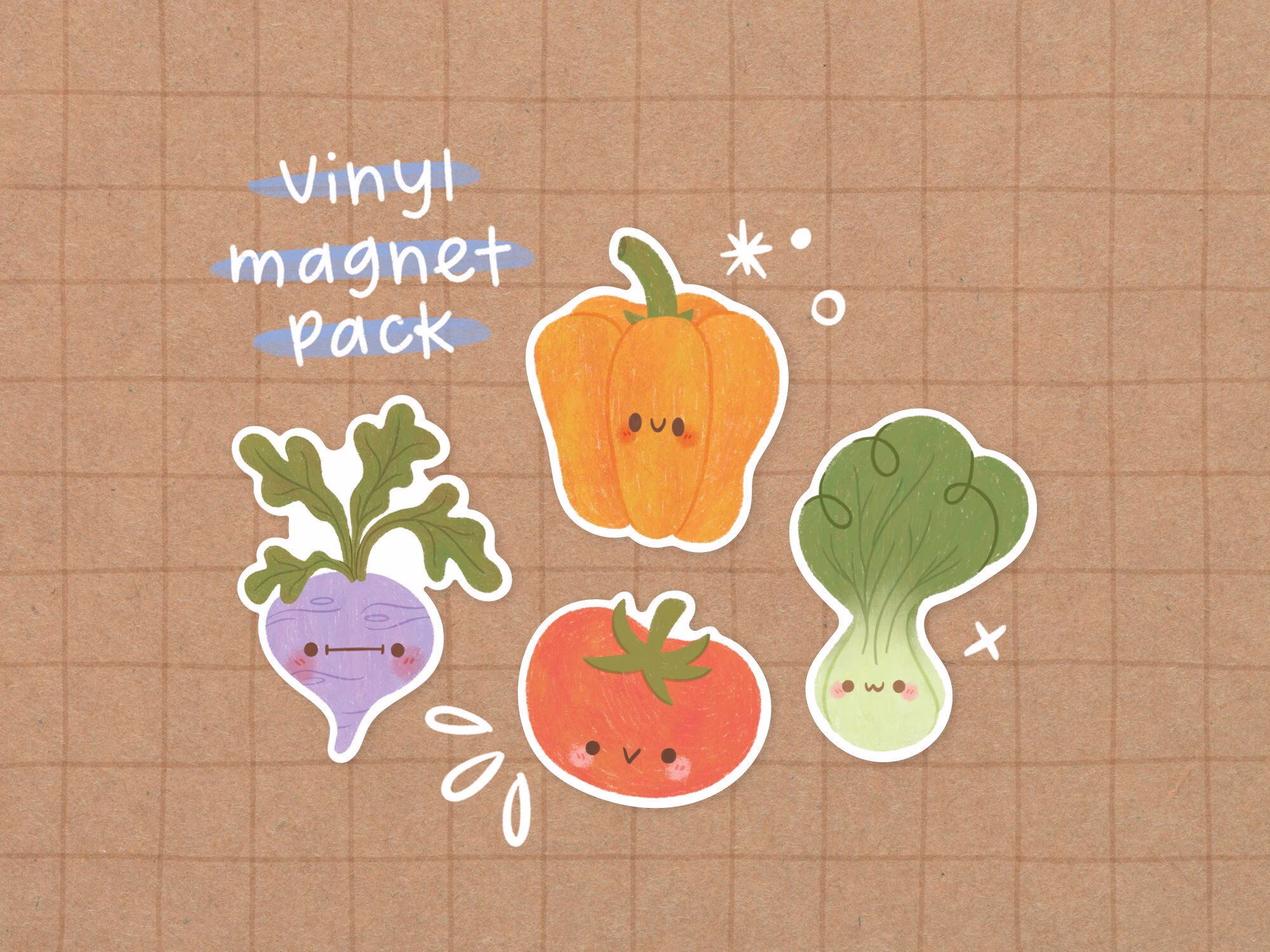 Vegetable Magnet Pack A | Kawaii - Cute Veggie Beet Tomato Food
