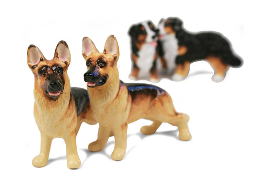 German Shepherd Handmade Cruet Set Mini Tan & Black | 8cm X 10cm