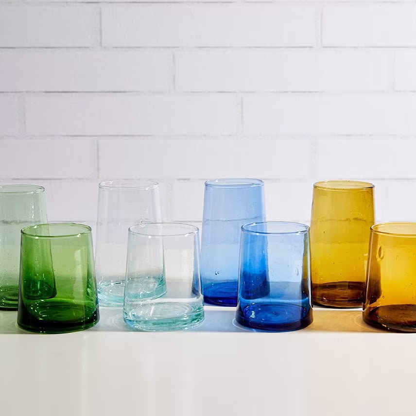 Recycled Moroccan Handblown Cone Glass Set | Set Of 6