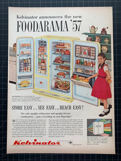 Vintage 1957 Kelvinator Refrigerator Print Ad