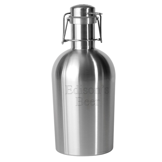 64Oz Stainless Steel Growler 2 Go Brewers Bottle - Personalized Beer Keg, Custom Groomsmen Groom Bachelor Party Gifts, Wedding Bridal Shower