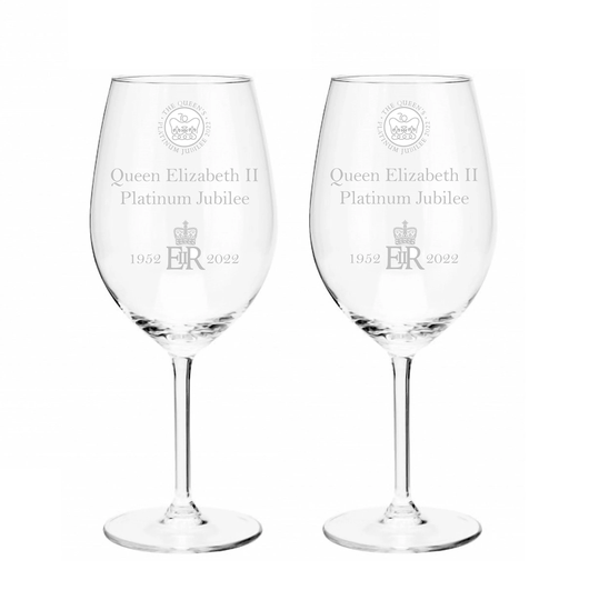 Engraved Queen Elizabeth Ii Platinum Jubilee Wine Glasses - Set Of 2 Queens Glass