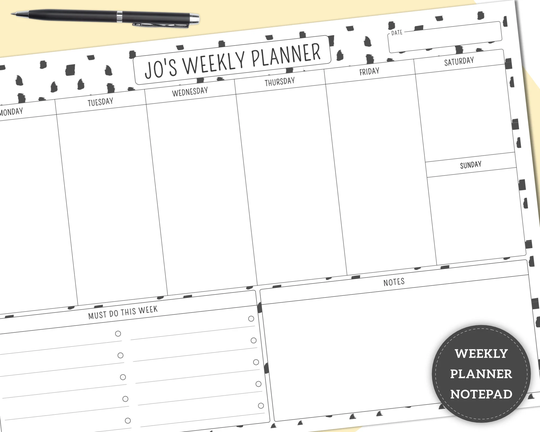 Personalised Weekly Planner Notepad, Desk Pad Planner, A4 Or A5 Tearable Pad, Daily Day Organiser, To Do Schedule