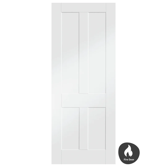 Internal White Primed Victorian Shaker Fire Door