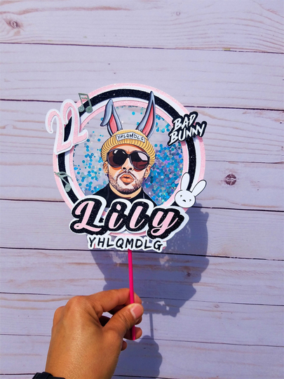 Bad Bunny Cake Topper/ Shaker/ Yo Perreo Sola Hago Lo Que Me Da La Gana/ Birthday Banner/