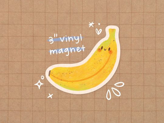 Banana Vinyl Magnet | Kawaii - Cute Fruit Stationery Waterproof Sticker Food