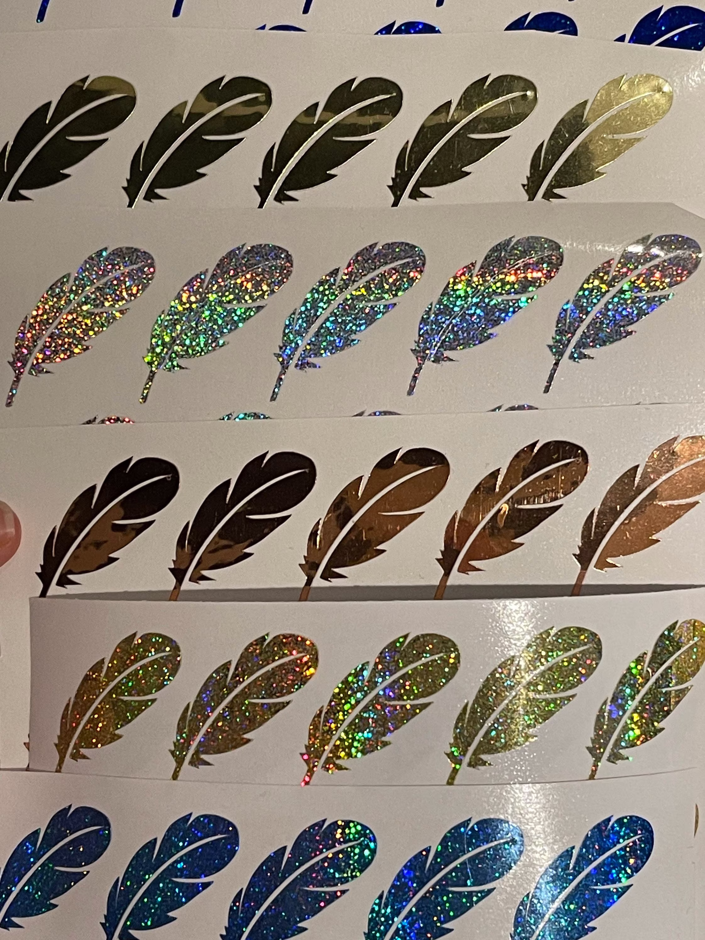 Set Of 15 Feather Self Adhesive Vinyl Sticker Decals. Envelope Stickers. Wedding Party Invitations. Thank You. Place Cards. Gifts