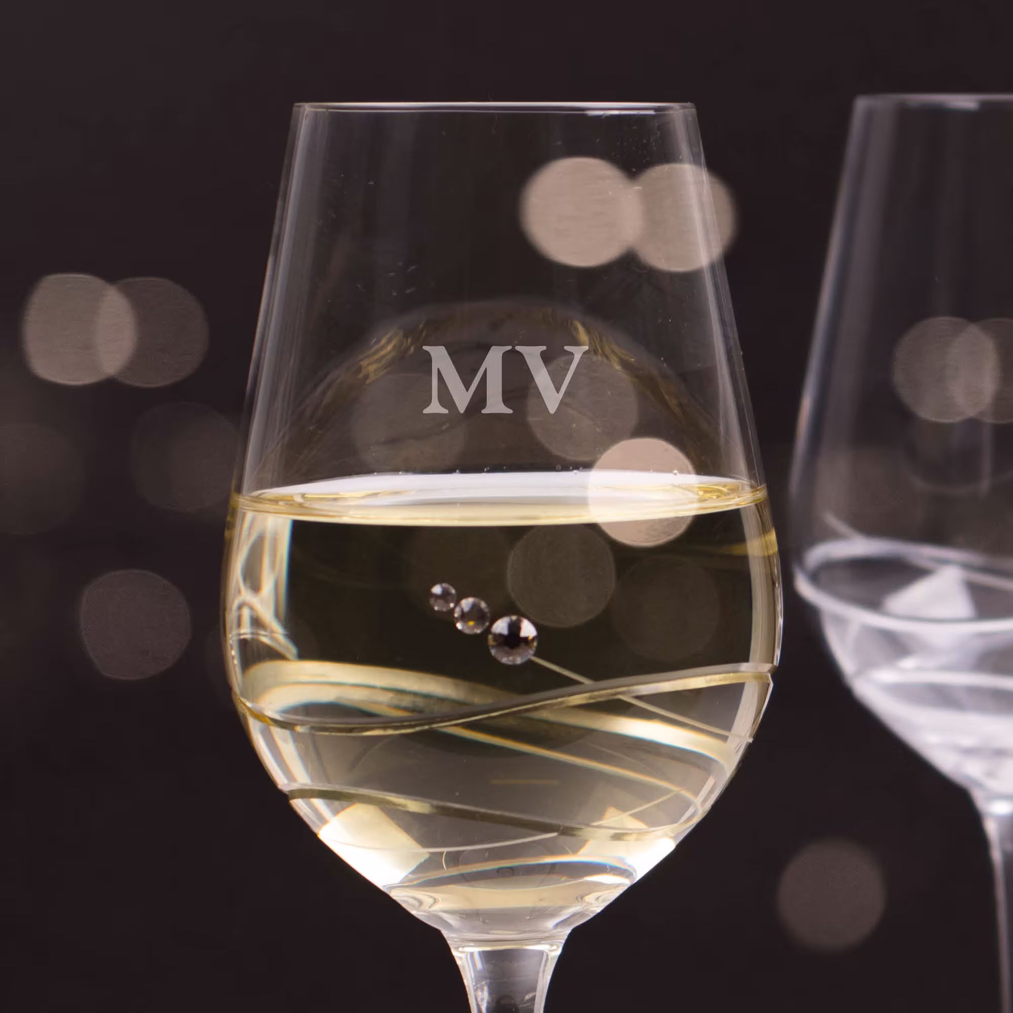 Personalised Diamante Wine Glass, Laser Engraved, Gift Ideas, Personalised, Spiral Cut Design, Birthday Gift, Wine, Love, Wedding