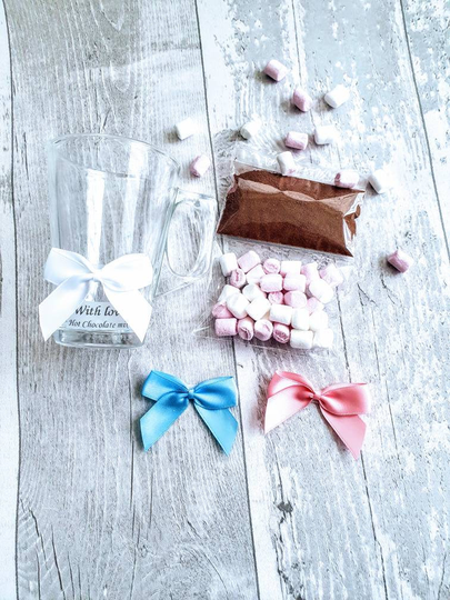 Hot Chocolate With Marshmallow in Latte Glass Mug. Valentine's Day, Mother's Day Chocolate. Christmas Gift
