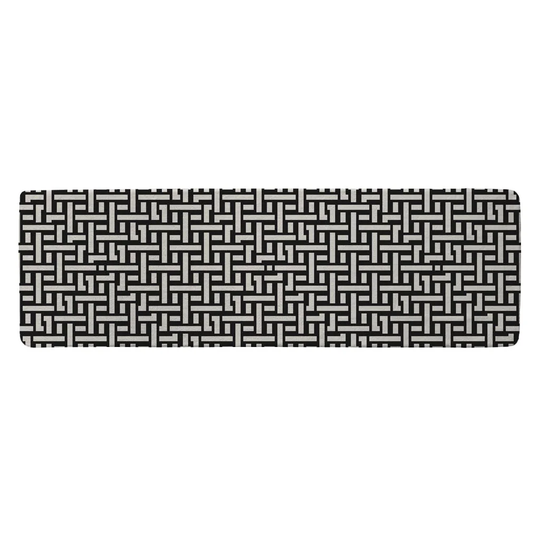 Lewin Woven Pattern Designer Shaggy White/Black Rug