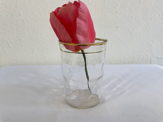 Antique Hand-Blown Drinking Glass With 18K Gold Rim 5 Oz Vintage 1930S Glassware Home Bar