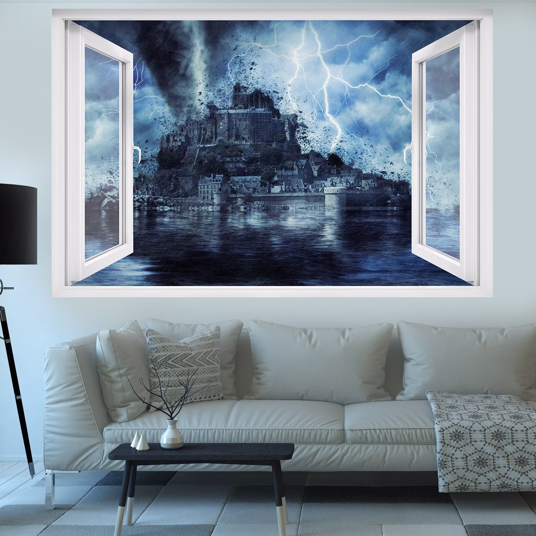 Storm Natural Disasters Chateau Wall Sticker Art Poster Mural Transfer Decal Print Room Home Nursery Office Shop Decor Id470