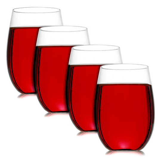 Pack of 4 Unbreakable Wine Glasses Reusable Shatterproof Plastic Cups Pukkr