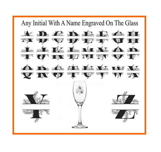 Personalised Initial Champagne Glass Flute 6.75Oz | 19Cl