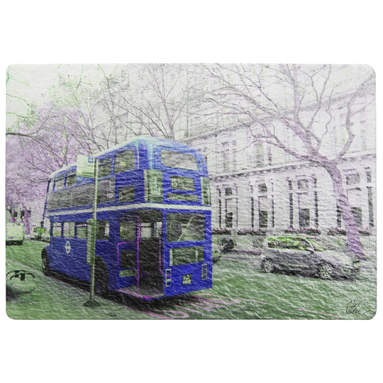 Dearborn London Bus Behind Designer Shaggy Navy/Green/Ivory Rug