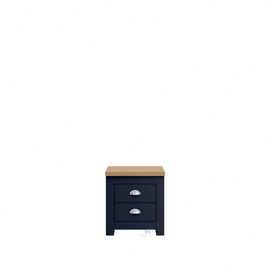 Lancaster Bedside Table with 2 Drawers in Navy Blue