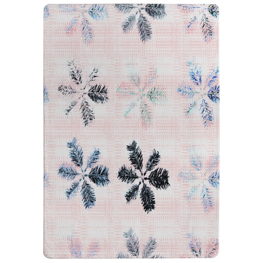 Pelayo Colourful Pine Leaves Designer Shaggy Pink/Black/Blue Rug