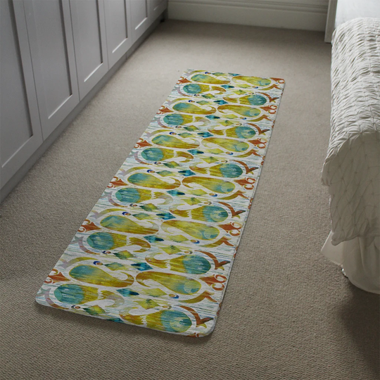 Mardis Vibrant Designer Shaggy Grey/Teal/Yellow Rug