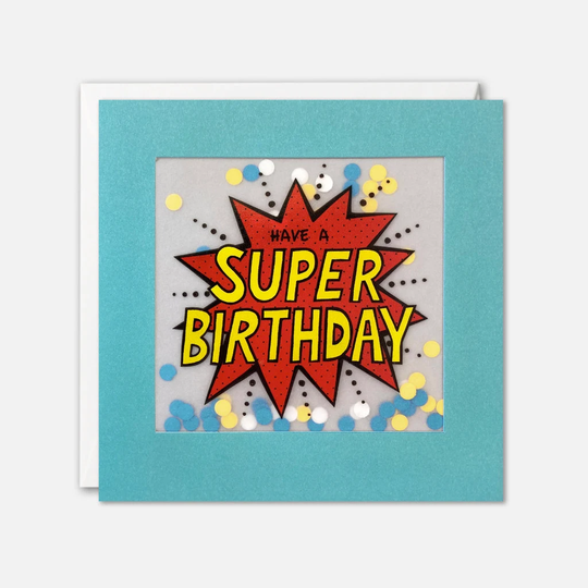 Super Birthday Pop Art Card With Paper Confetti - Shakies By James Ellis