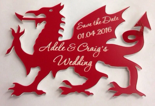 Personalised Wedding Favours Welsh Dragon Engraved Acrylic Save The Date Fridge Magnet Gift