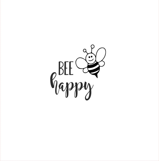 Bee Happy - Vinyl Transfer Decal For Glasses/Mugs/Bottles X 2 Bee Theme Kind Positivity Quote Wine Glass Jars Mugs