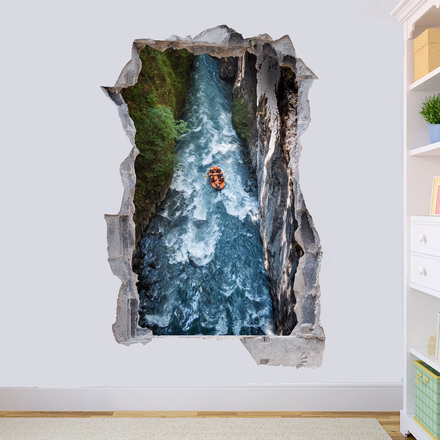 White Water Rafting River Canyon Wall Sticker Art Poster Mural Transfer Decal Print Room Home Nursery Office Shop Decor Id398