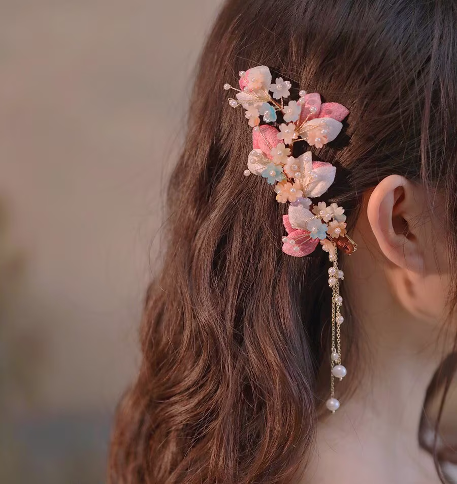 Fabric Flower Hairpin, Classical Hair Stick, Side Clip, Tassels Pin, Step Shake Pins, Clip