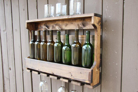 Large 12 Bottles Wine Rack, Unique Wedding Gift, Rustic Shelf, Wine, Wall Decor, Home Decor