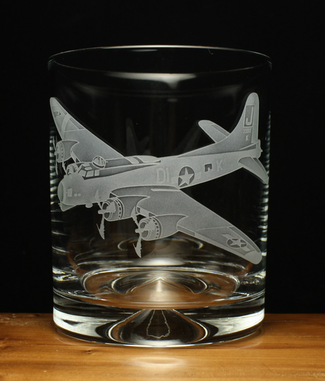 B-17 Flying Fortress Bomber Usaaf Ww2 Aeroplane Aircraft Engraved Glass Tumbler Gift